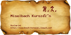 Miselbach Kurszán névjegykártya